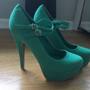 Turquoise high heels